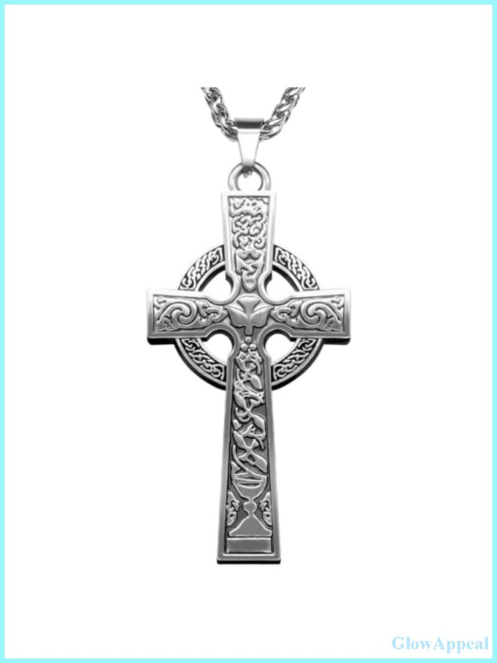 Celtic Cross Necklace Viking Crucifix Pendant Stainless Steel Chain Religious